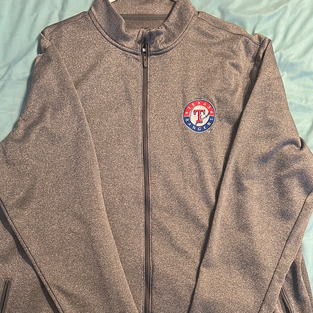Gray Full-Zip Jacket with Texas Rangers Logo